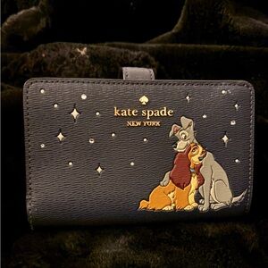 Kate Spade New York x Disney Lady And The Tramp Navy Bi-Fold Wallet With Stars